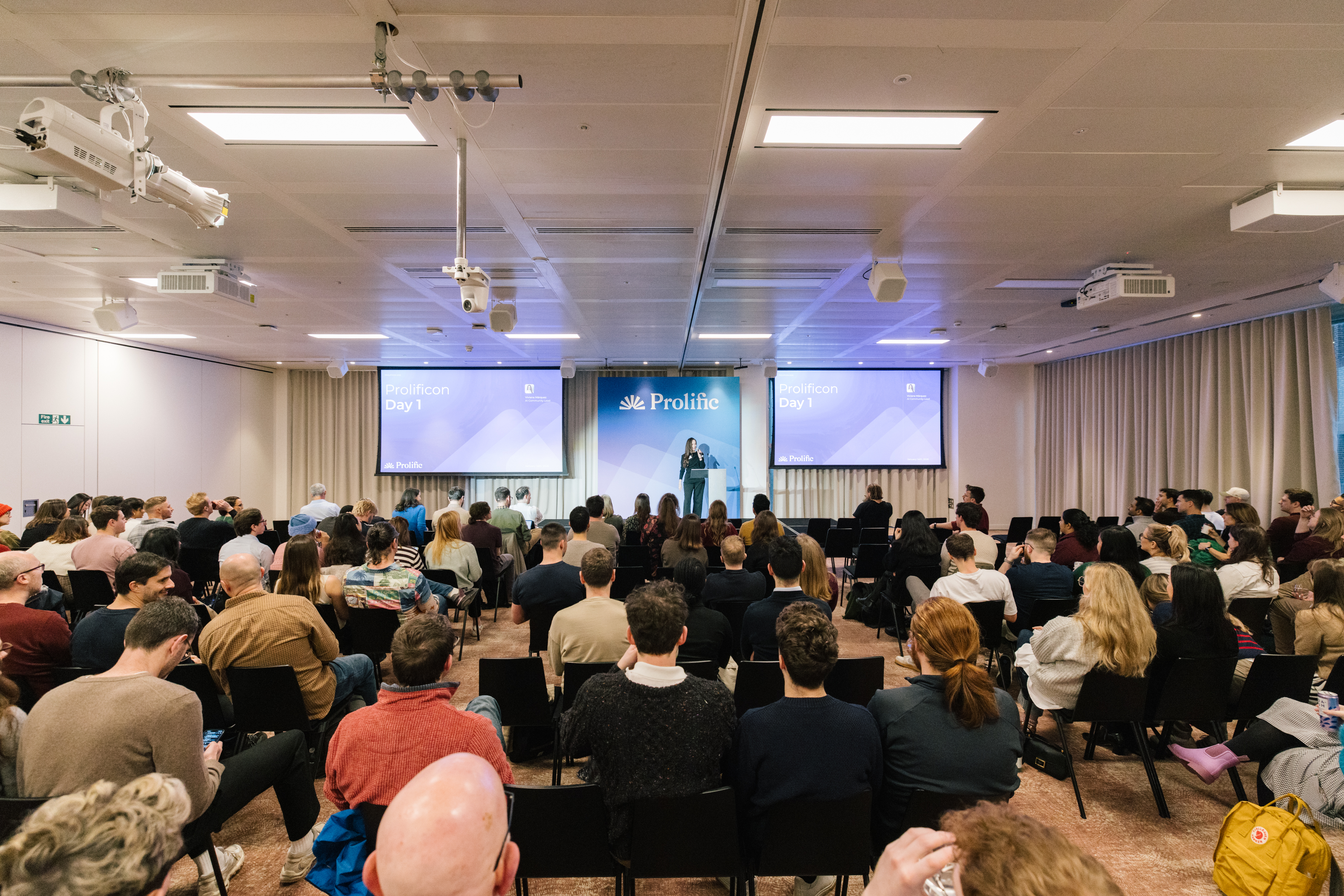 Viviana Marquez speaking to a Prolific AI community audience